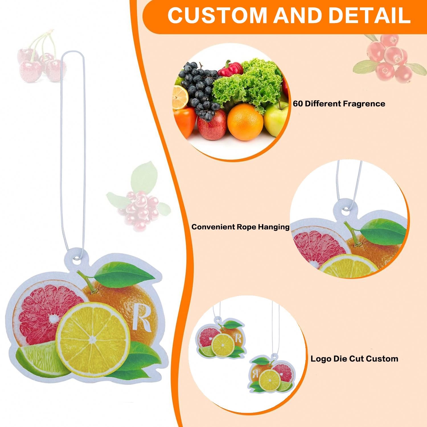 Personalized custom logo deodorant new cards perfume fragrance paper hanging car air freshener