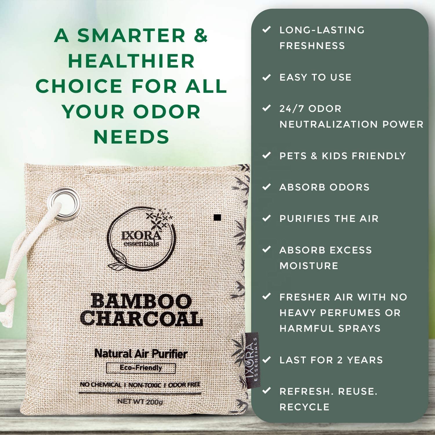 custom 200g car air fresheners Bamboo Charcoal Air Purifying Bag Eco-Friendly Odor Absorber car and Pet Odor Eliminator