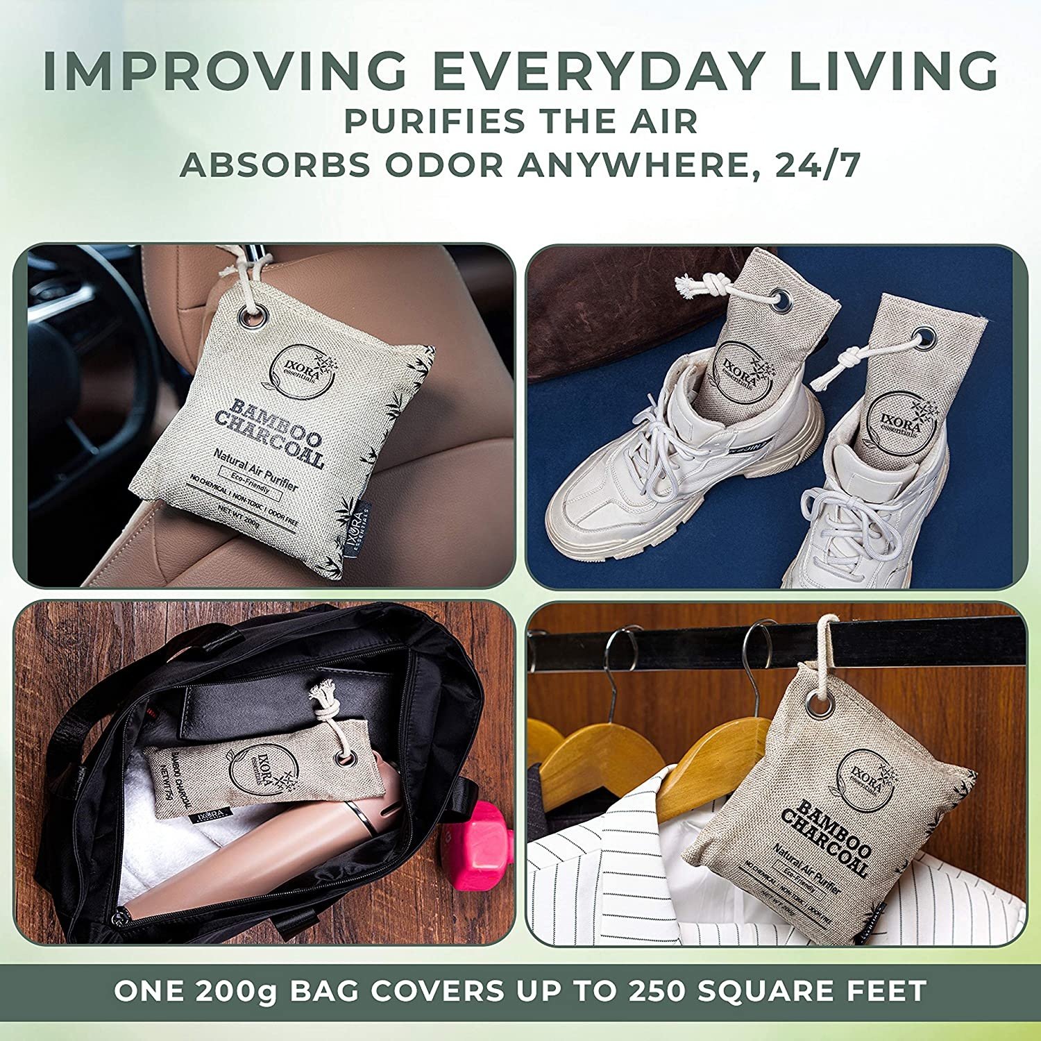 custom 200g car air fresheners Bamboo Charcoal Air Purifying Bag Eco-Friendly Odor Absorber car and Pet Odor Eliminator