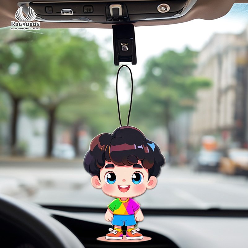 Bear Car Air Freshener with Apple Pattern Cologne and Lavender Fragrance Hanging Perfume Card for Windshield Placement