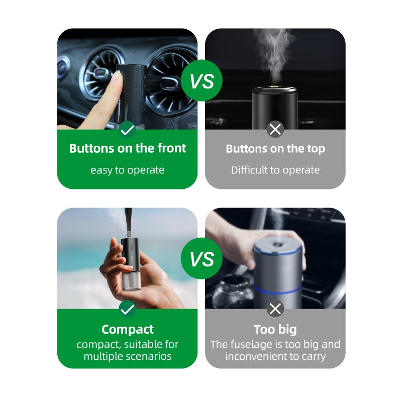 New Sale Electric Wall Plug In Car Aroma Diffuser Waterless Mini Fragrance Nebulizer Scent with Built-in heat resistant battery