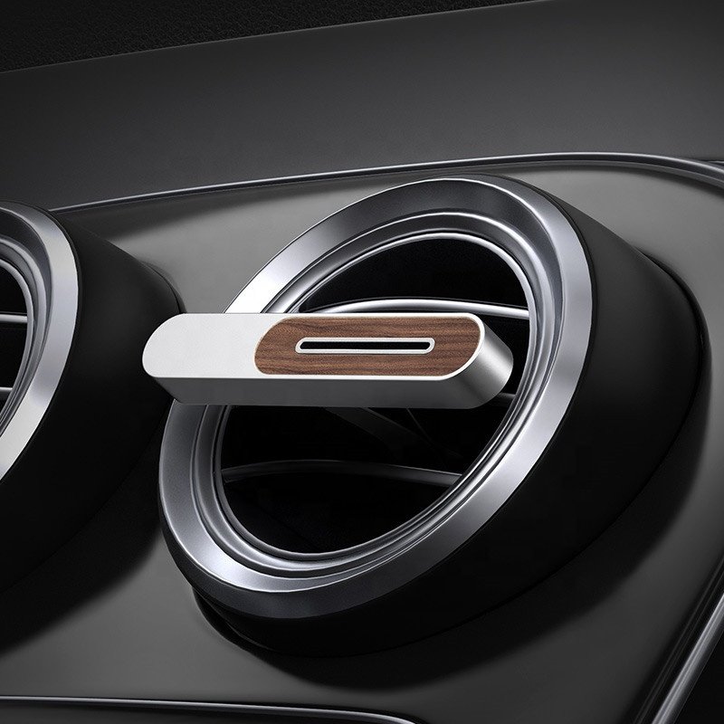 Custom Luxury Solid Metal Aluminum Car Air Freshener Diffuser Auto Wood Car Perfume Vent Clip