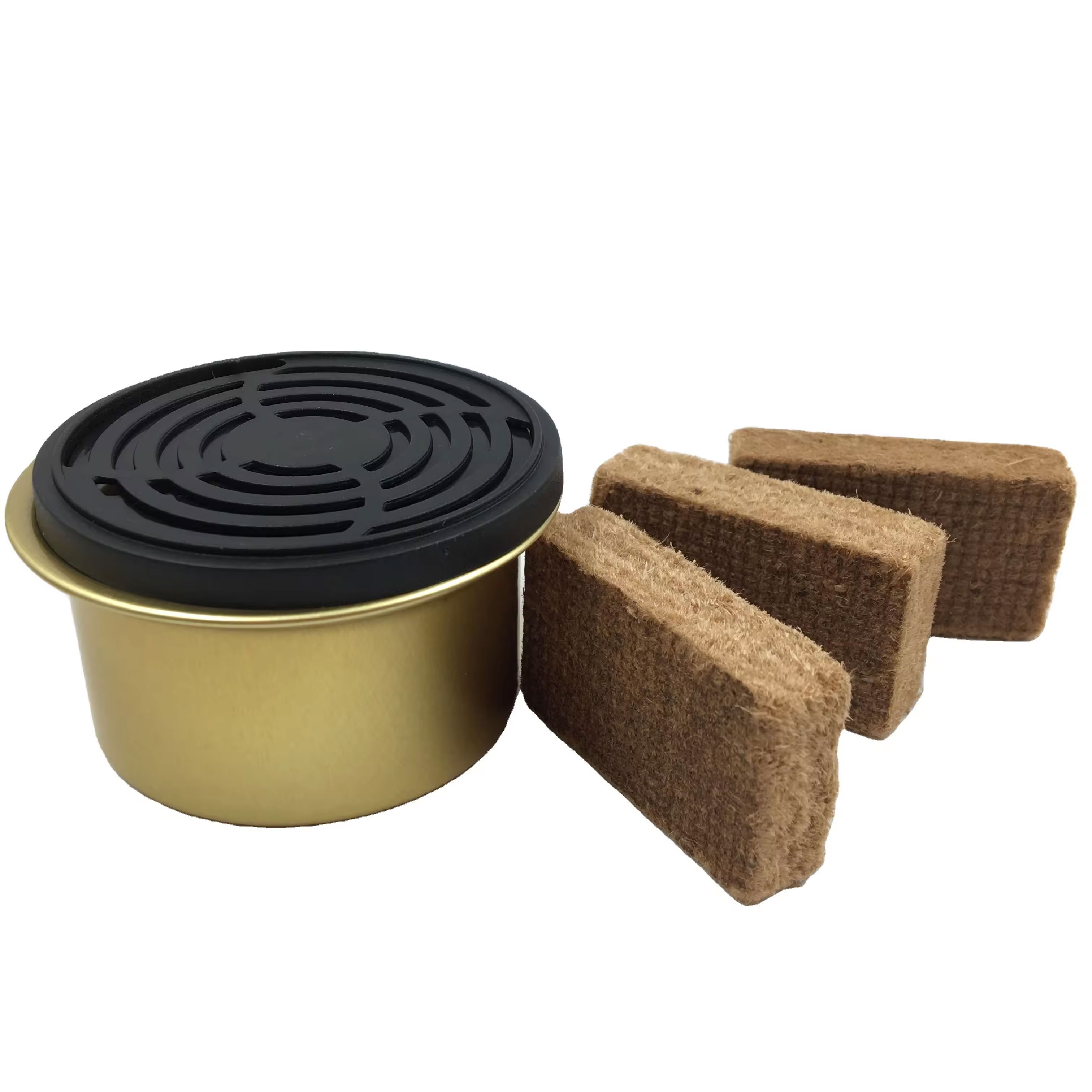 Solid Aluminium Can & Lid for Car Dashboard Air Freshener Wooden Car Perfume Container Air Freshener Tin Can