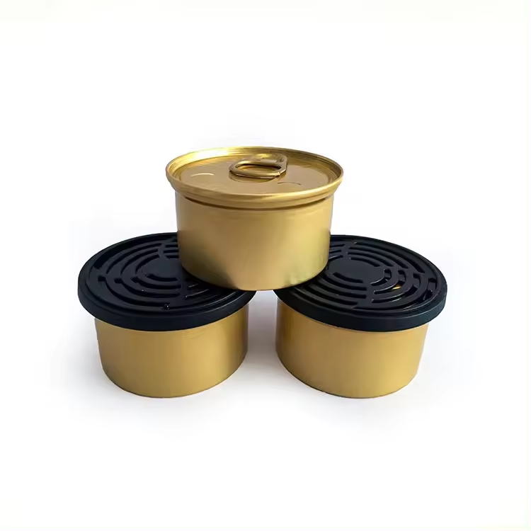 Solid Aluminium Can & Lid for Car Dashboard Air Freshener Wooden Car Perfume Container Air Freshener Tin Can