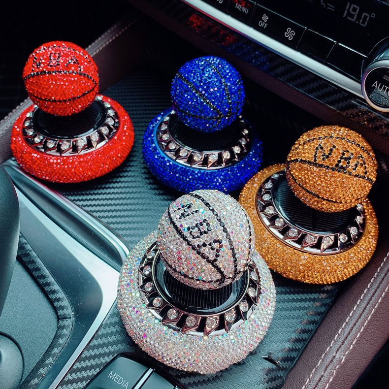 Custom Logo Luxury Car Freshener Solar Basketball Air Diffuser with Solid Aroma Fragrance Tablet for Dashboard Car Interio Decor