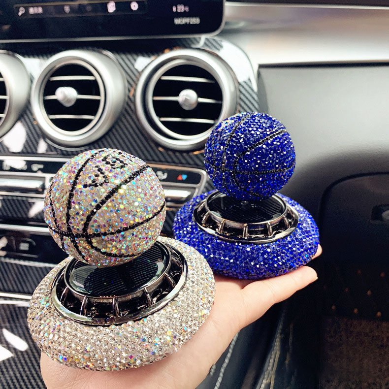 Custom Logo Luxury Car Freshener Solar Basketball Air Diffuser with Solid Aroma Fragrance Tablet for Dashboard Car Interio Decor