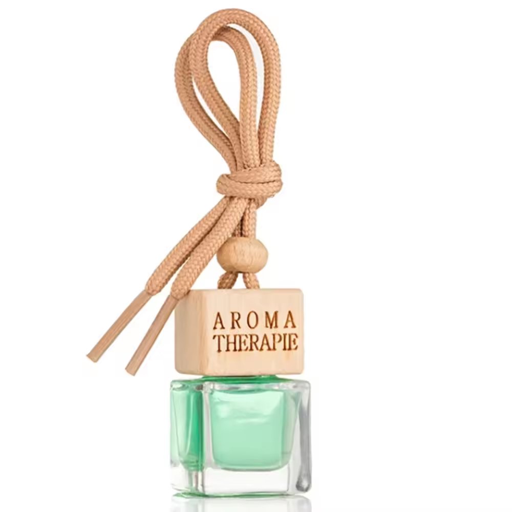 Hanging Custom logo clear empty car perfume glass bottle with lid