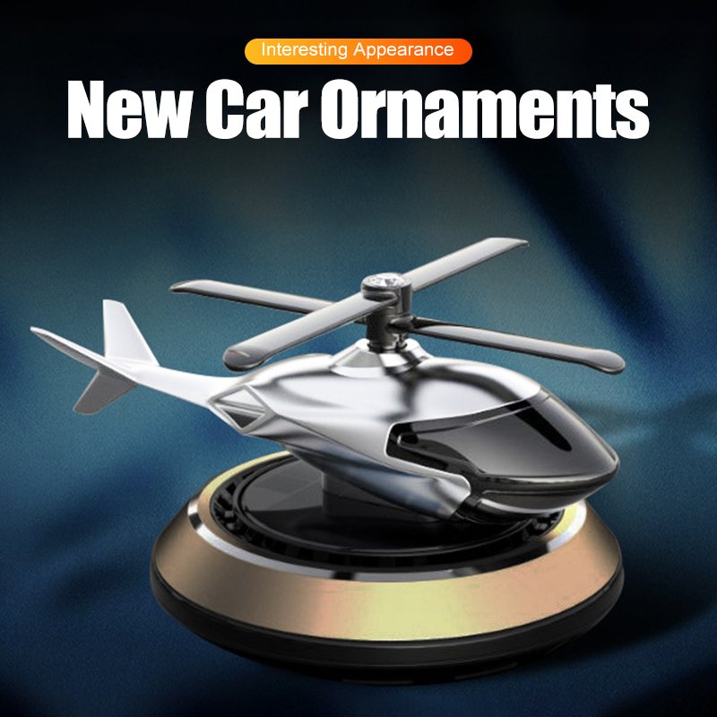Car Solar Automatic Rotating Air Freshener Car Dashboard Camouflage Helicopter Perfume Decoration Remove Odor Aromatherapy