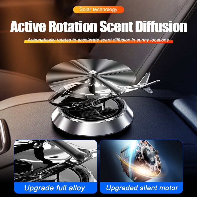 Car Solar Automatic Rotating Air Freshener Car Dashboard Camouflage Helicopter Perfume Decoration Remove Odor Aromatherapy