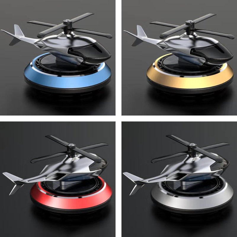 Car Solar Automatic Rotating Air Freshener Car Dashboard Camouflage Helicopter Perfume Decoration Remove Odor Aromatherapy
