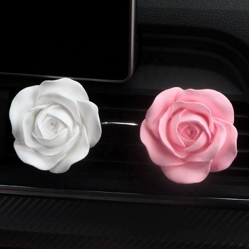 Stocked Wholesale Car Perfume Diffuser Vent Air Freshener Fragrance Ceramic Flower Essential Oil Clip Decoration