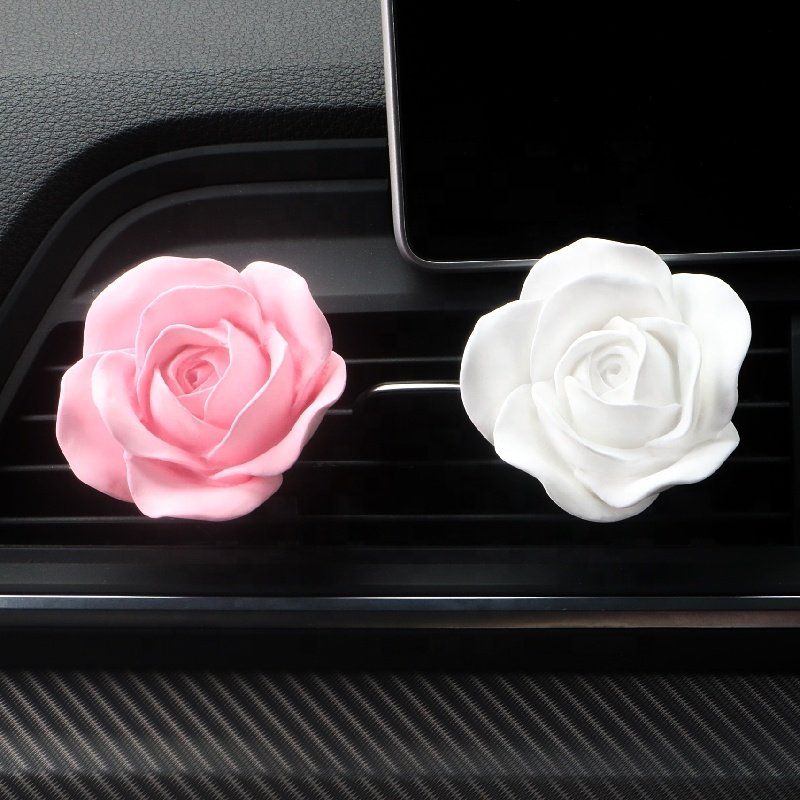 Stocked Wholesale Car Perfume Diffuser Vent Air Freshener Fragrance Ceramic Flower Essential Oil Clip Decoration