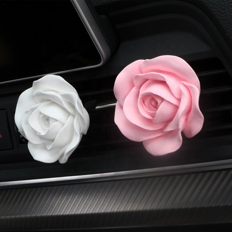 Stocked Wholesale Car Perfume Diffuser Vent Air Freshener Fragrance Ceramic Flower Essential Oil Clip Decoration