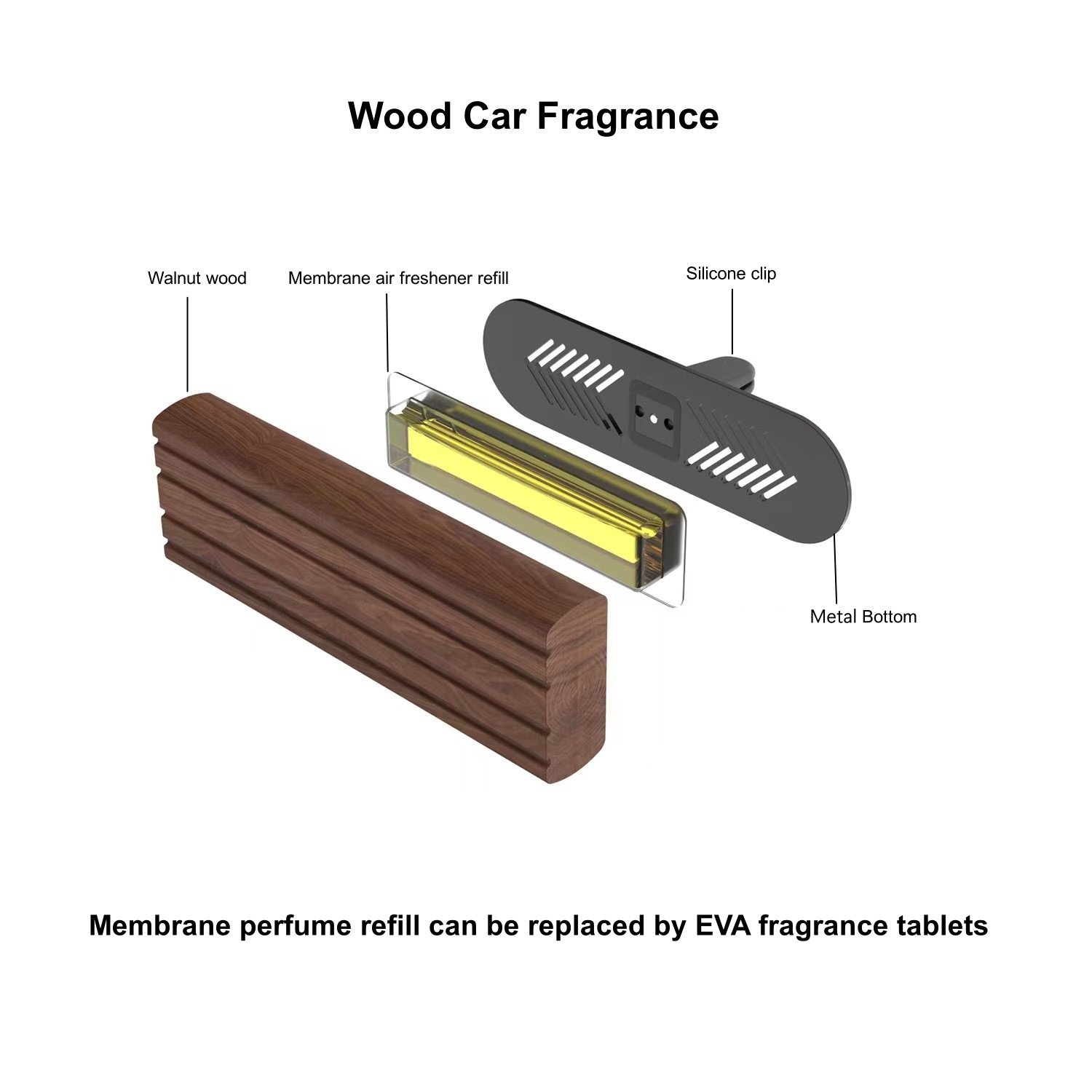 Wooden Outlet Fragrance Walnut Black Wood Scent Car Diffuser Vent Clip Car Perfume Custom Air Car Freshener