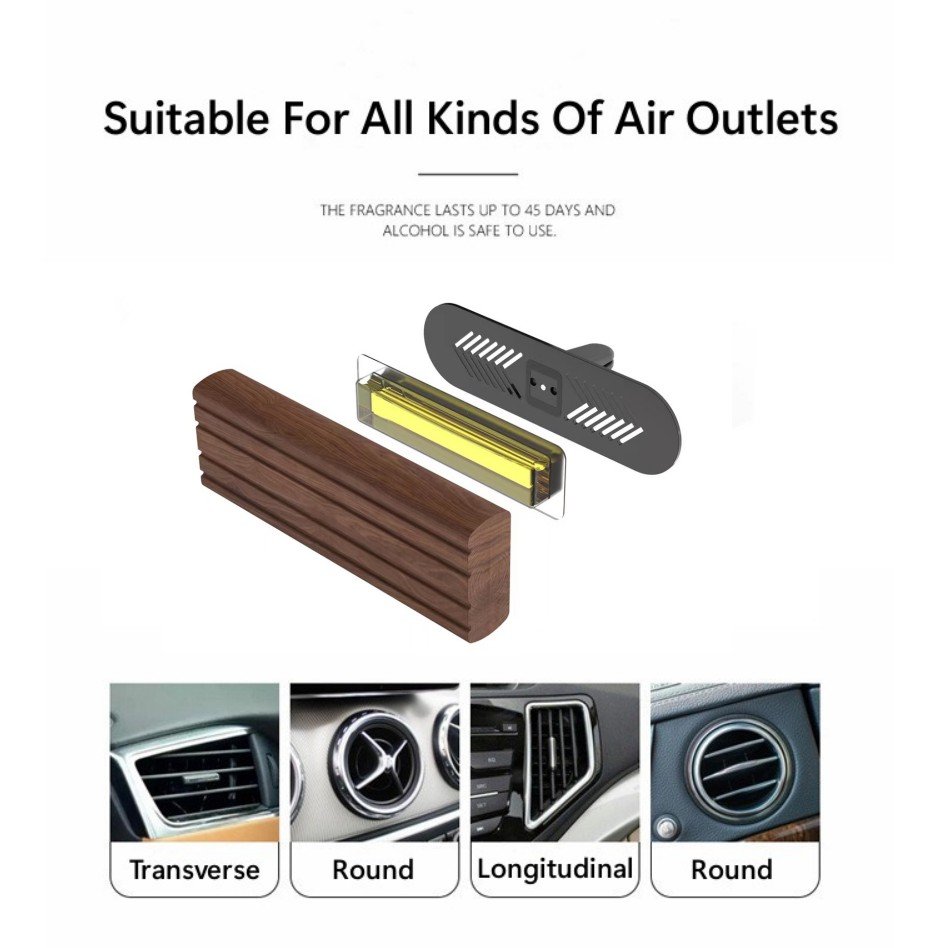 Wooden Outlet Fragrance Walnut Black Wood Scent Car Diffuser Vent Clip Car Perfume Custom Air Car Freshener