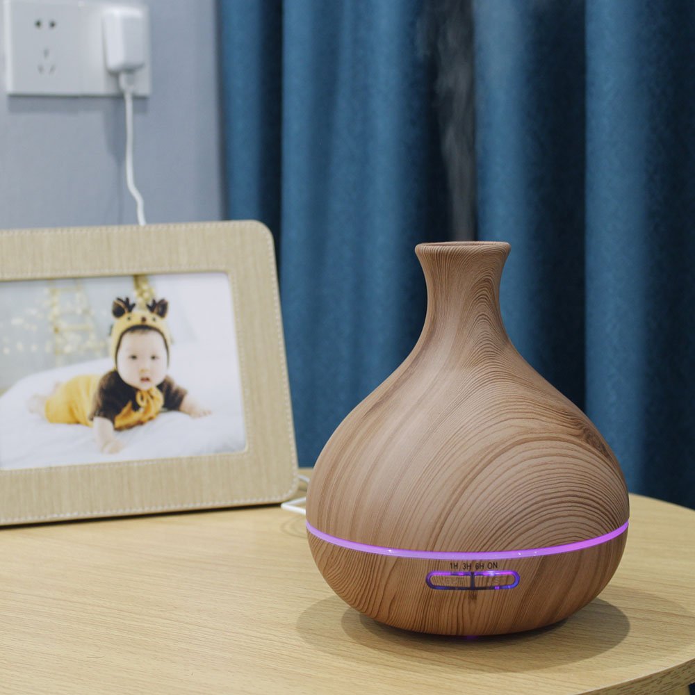 high quality material wooden color light flower bottle shape fragrance aroma diffuser with for car use