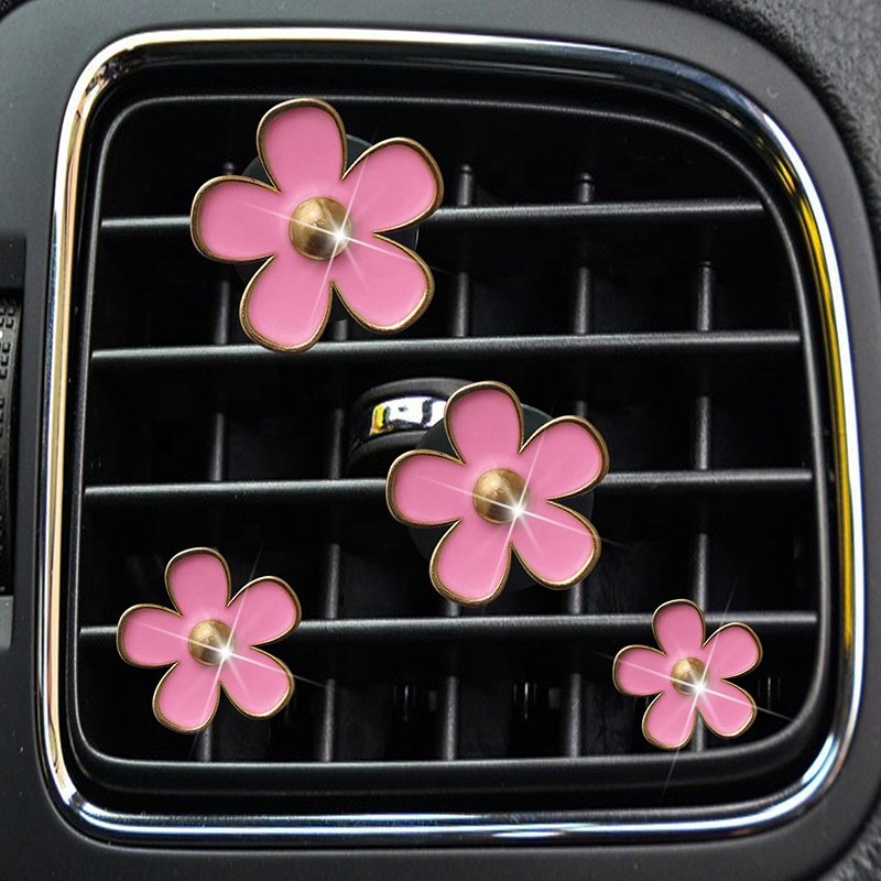 4 Pcs Daisy Flower Air Freshener Vent Clip Air Conditioning Outlet Charm Car Inter Decor Accessories