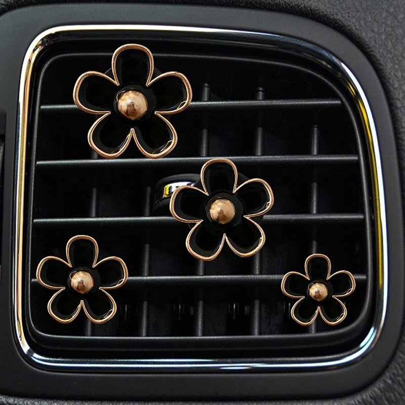 4 Pcs Daisy Flower Air Freshener Vent Clip Air Conditioning Outlet Charm Car Inter Decor Accessories