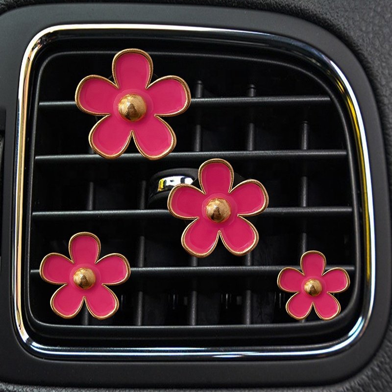 4 Pcs Daisy Flower Air Freshener Vent Clip Air Conditioning Outlet Charm Car Inter Decor Accessories