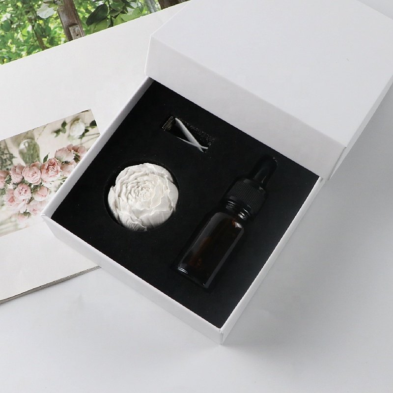 Stocked Ceramic Peony Flower Shaped Scented Ceramic Aroma Plaster Porcelain Fragrance Essential Oil Car Home Vent Air Freshener