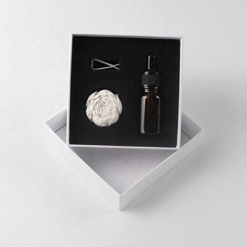 Stocked Ceramic Peony Flower Shaped Scented Ceramic Aroma Plaster Porcelain Fragrance Essential Oil Car Home Vent Air Freshener