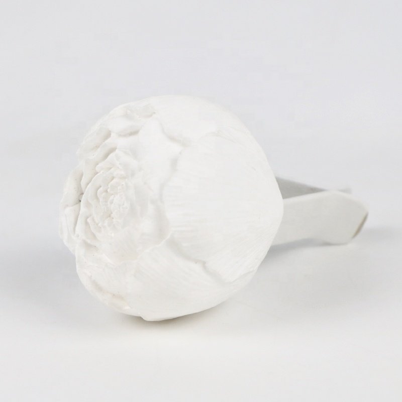 Stocked Ceramic Peony Flower Shaped Scented Ceramic Aroma Plaster Porcelain Fragrance Essential Oil Car Home Vent Air Freshener