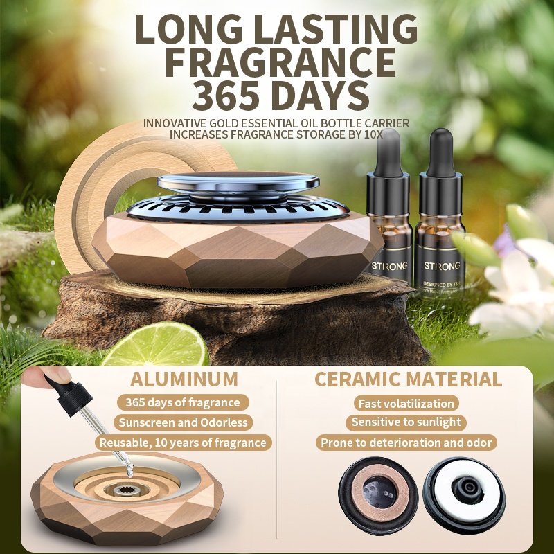 Hot Luxury Solar Aromatherapy Car Fragrance Diffuser Essential Oil Auto Dashboard Air Freshener Fragrance Decorations Home