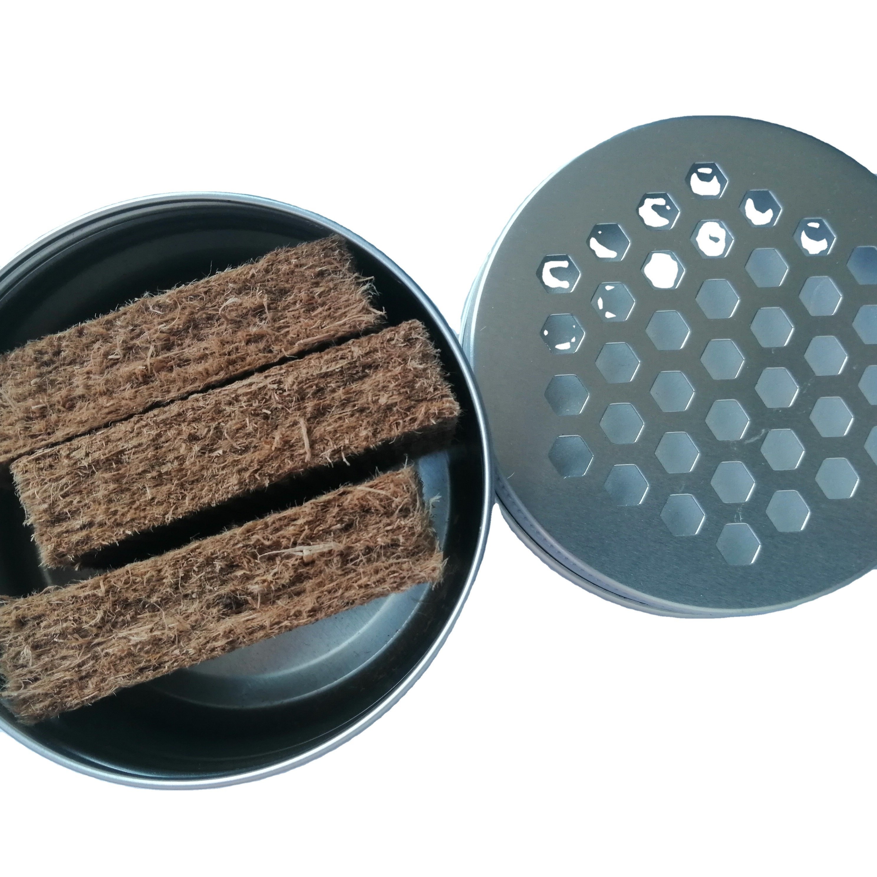 2022 popular Scents Organic Fiber Block Can Tin Car Air Freshener Wooden Block
