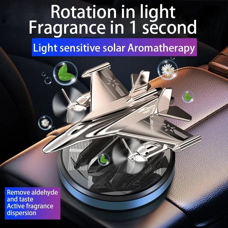 2024New Solar high speed rotation car scents auto aircraft shape aromatherapy diffuser perfume for car