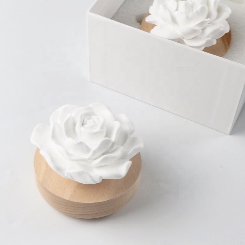 Stocked Wholesale Scented Ceramic Flower Decoration Car Home Air Freshener Aroma Porcelain Fragrance Essential Oil Diffuser