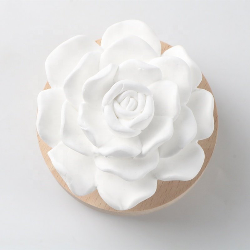 Stocked Wholesale Scented Ceramic Flower Decoration Car Home Air Freshener Aroma Porcelain Fragrance Essential Oil Diffuser