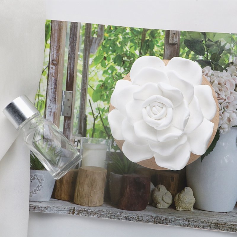 Stocked Wholesale Scented Ceramic Flower Decoration Car Home Air Freshener Aroma Porcelain Fragrance Essential Oil Diffuser