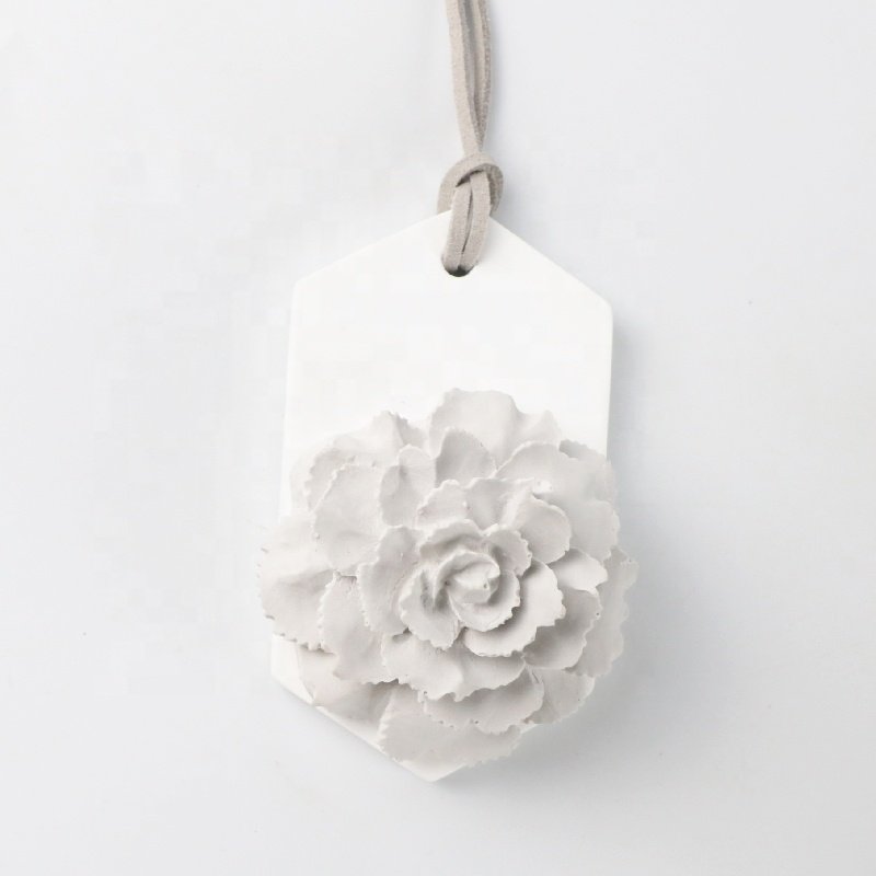 Wholesale Car Air Freshener Home Decoration Hanging Scented Ceramic Flower Aroma Stone Essential Oil Plaster Fragrance Diffuser