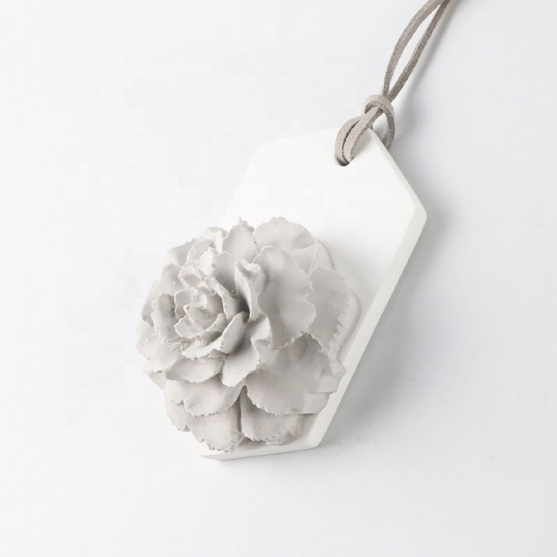 Wholesale Car Air Freshener Home Decoration Hanging Scented Ceramic Flower Aroma Stone Essential Oil Plaster Fragrance Diffuser