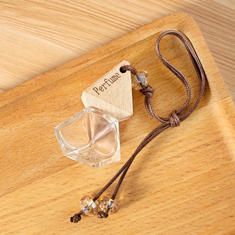Triangle Cap Crystal Bead 8ML Car Fragrance Bottle Liquid Type Essential Oil Perfume Pendant Indoor Wood Fragrant Vial