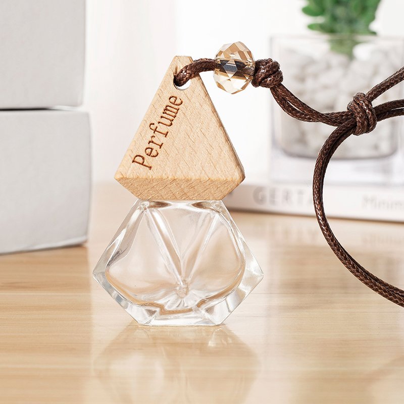 Triangle Cap Crystal Bead 8ML Car Fragrance Bottle Liquid Type Essential Oil Perfume Pendant Indoor Wood Fragrant Vial