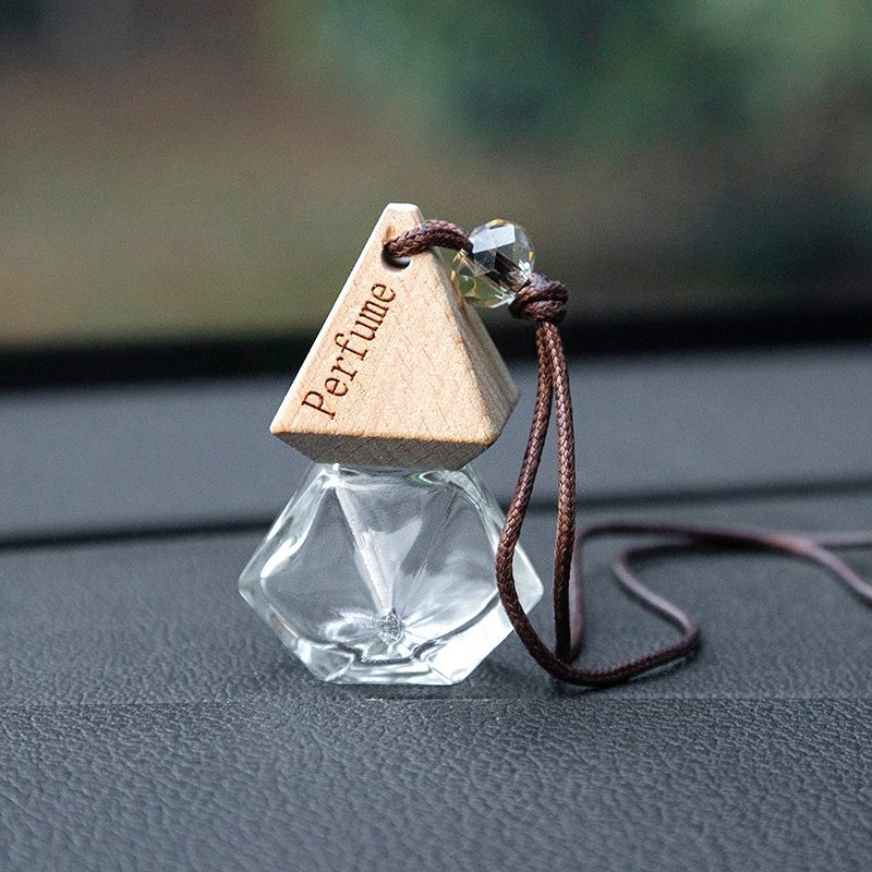 Triangle Cap Crystal Bead 8ML Car Fragrance Bottle Liquid Type Essential Oil Perfume Pendant Indoor Wood Fragrant Vial