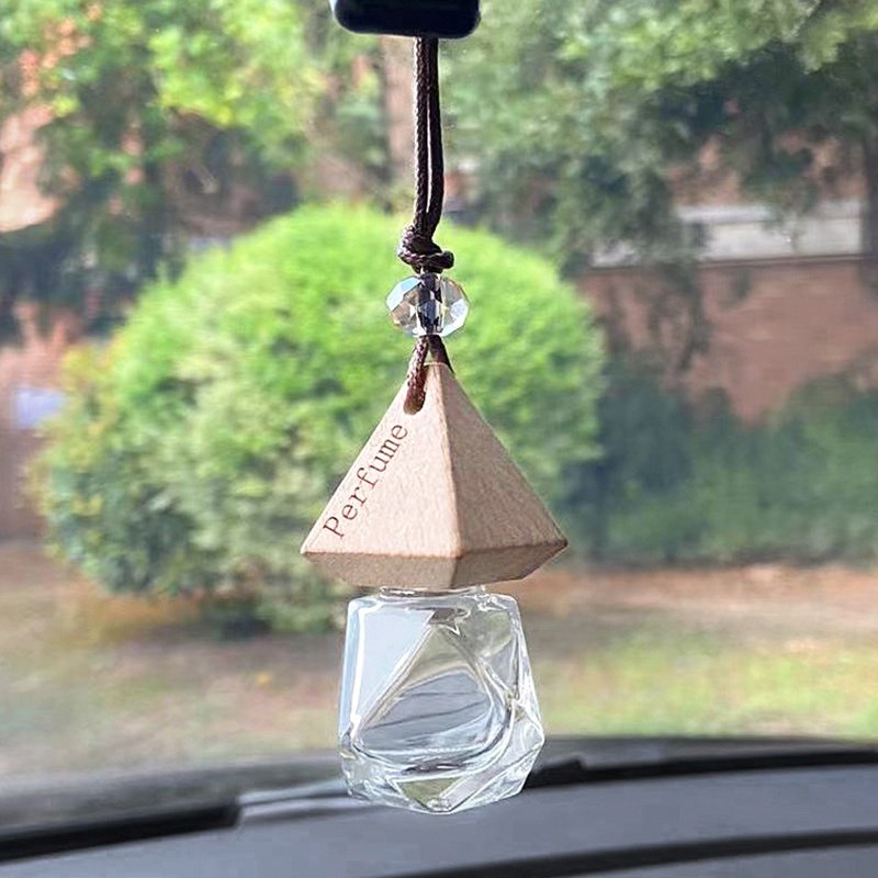 Triangle Cap Crystal Bead 8ML Car Fragrance Bottle Liquid Type Essential Oil Perfume Pendant Indoor Wood Fragrant Vial