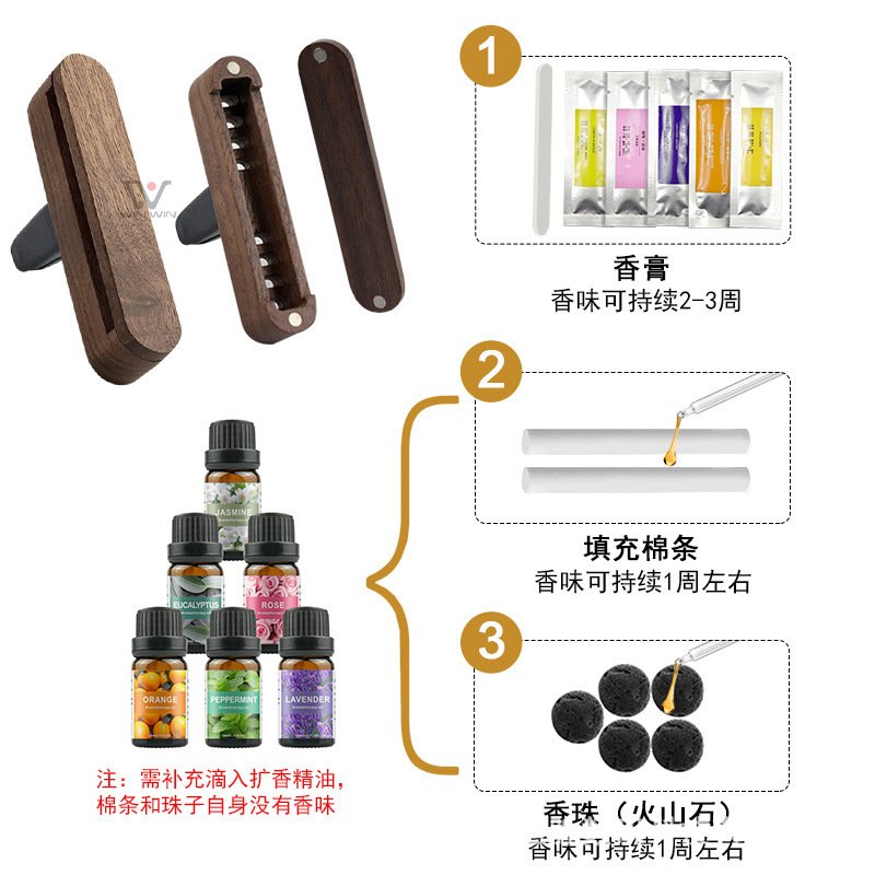 Car air modern wood outlet liquid perfume diffuser car air luxury aromatherapy clip freshener