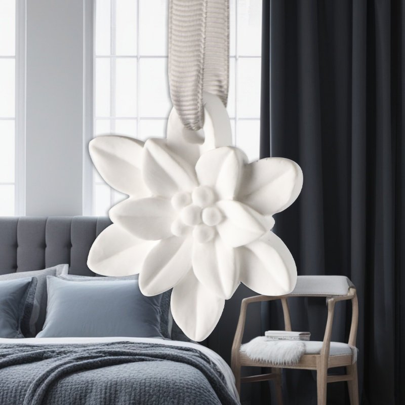 FinRu Factory Direct Stocked Hanging Lotus Shaped Scented Aroma Stone Ceramic Fragrance Oil Essential Diffuser Car Air Freshener
