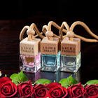 Square Glass Car Perfume Bottle Pendant 8ml Perfume Empty Hanging Car Diffuser Bottle
