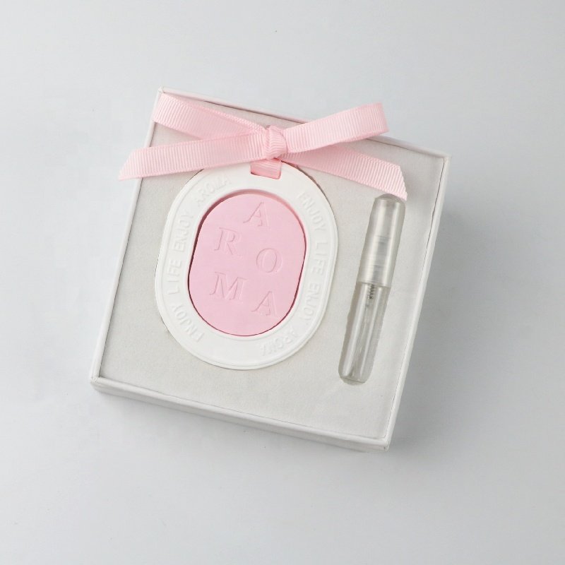 Wholesale Gift Box Packed Car Home Decoration Hanging Wardrobe Air Freshener Porcelain Aroma Ceramic Essential Oil Diffuser