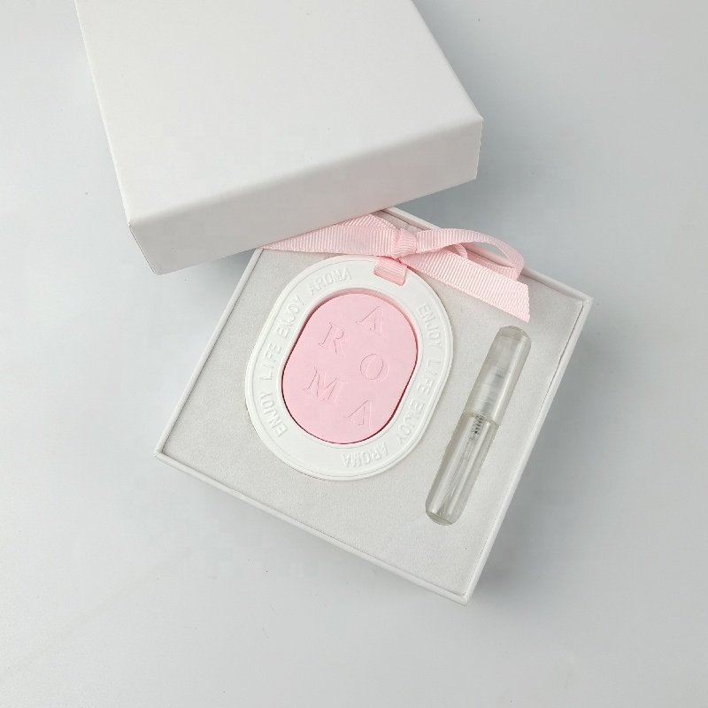 Wholesale Gift Box Packed Car Home Decoration Hanging Wardrobe Air Freshener Porcelain Aroma Ceramic Essential Oil Diffuser