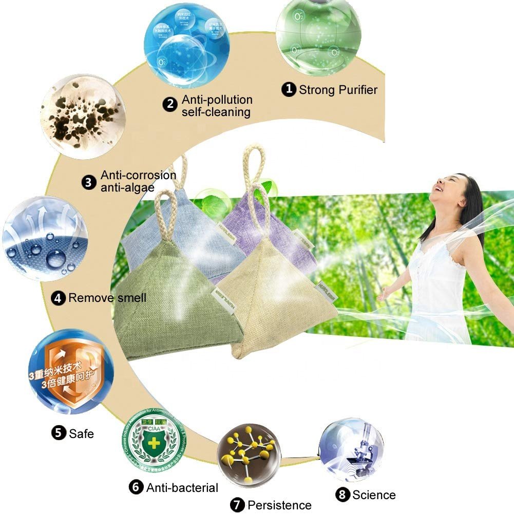 LEGREEN 200g Activated Bamboo Charcoal Air Purifying Bags Home Deodorizer Bags Eco Friendly & Chemical Free Air Fresheners
