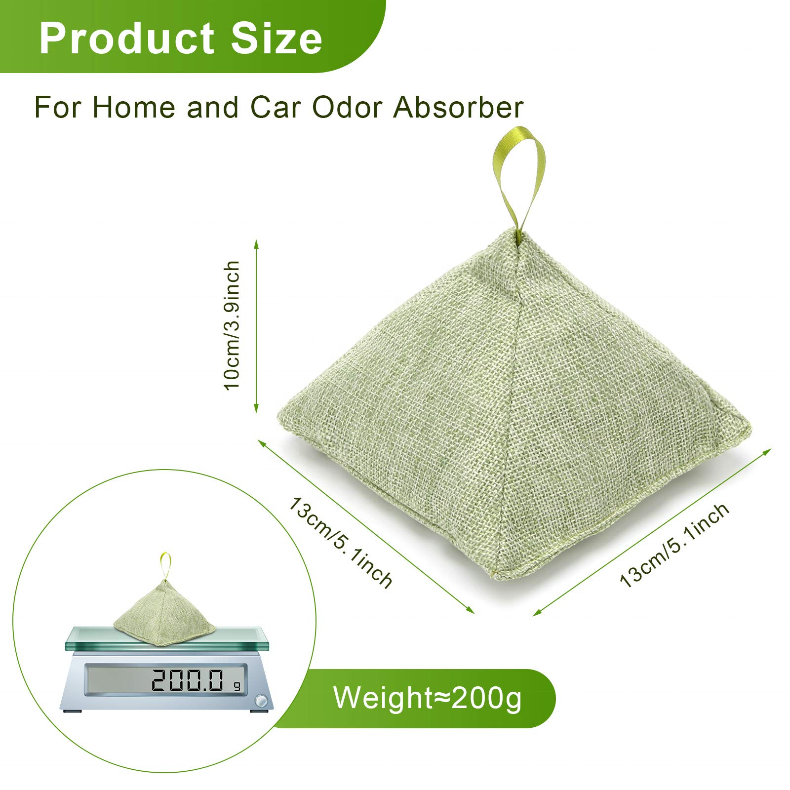 LEGREEN 200g Activated Bamboo Charcoal Air Purifying Bags Home Deodorizer Bags Eco Friendly & Chemical Free Air Fresheners
