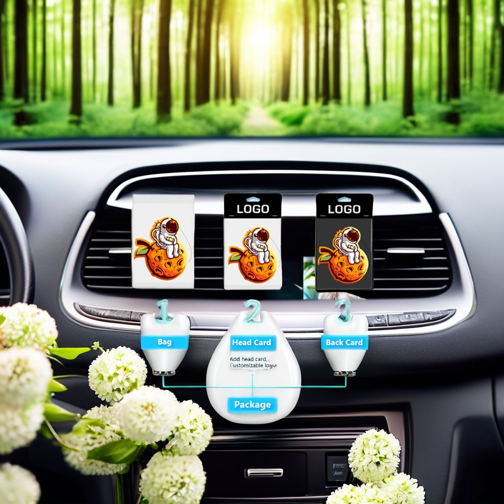 Custom 3 Luxury Hanging Air Freshener Paper Perfume Fragrance with Little Black Design Trees Shape for Car Vent Flower Pattern
