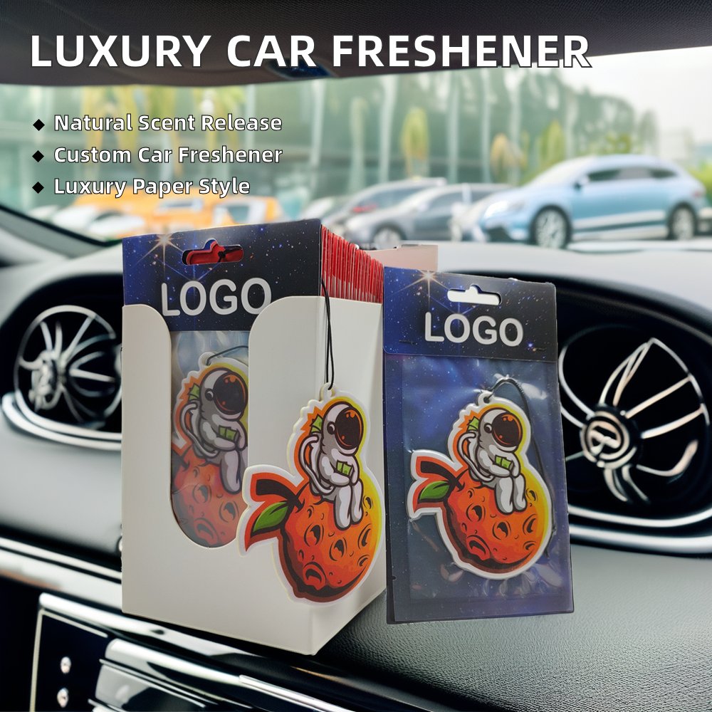 Custom 3 Luxury Hanging Air Freshener Paper Perfume Fragrance with Little Black Design Trees Shape for Car Vent Flower Pattern