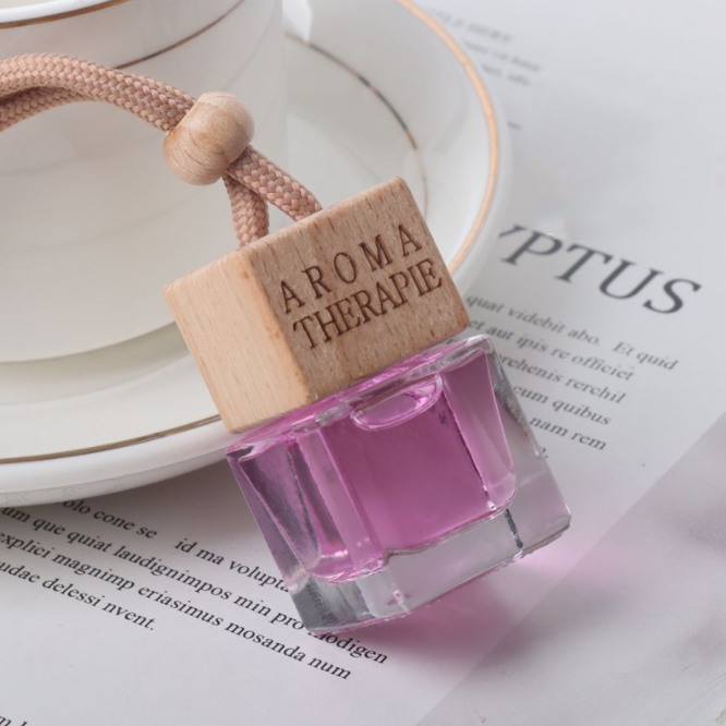 10ml Car Perfume Bottle Air Freshener Diffuser Car Fragrance Glass Aroma Bottle with Wooden Lid Long Lasting