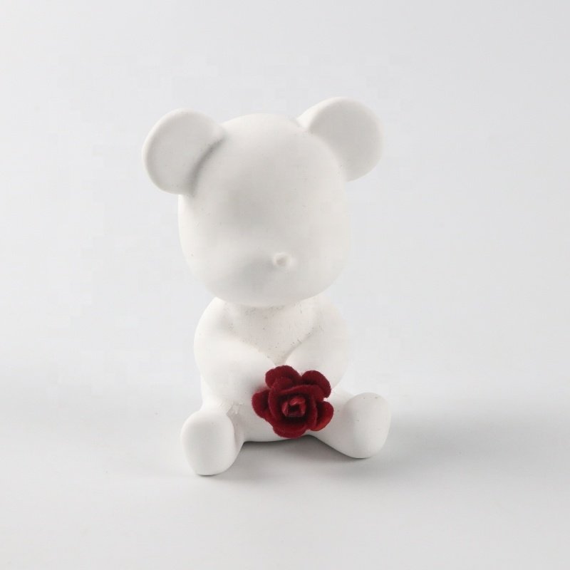 Factory Price Scented Ceramic Bear Aroma Plaster Home Porcelain Flower Fragrance Oil Diffuser Car Vent Clip Aroma Air Freshener