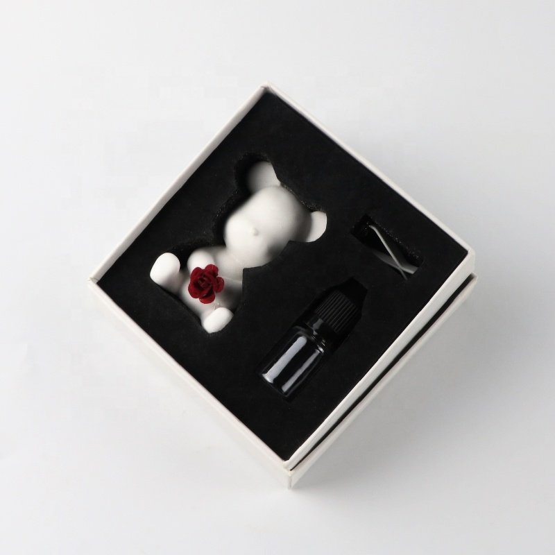 Factory Price Scented Ceramic Bear Aroma Plaster Home Porcelain Flower Fragrance Oil Diffuser Car Vent Clip Aroma Air Freshener